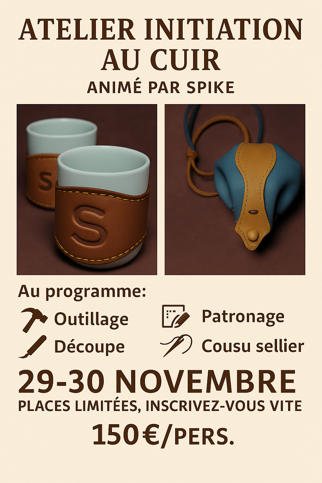 Atelier initiation au cuir avec Spike